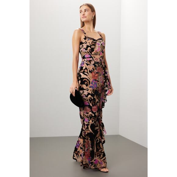 Dress the Population Paris Floral Jacquard Ruffled Sweetheart Mermaid Gown Small - Picture 1 of 16